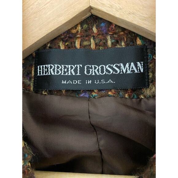Vintage Herbert Grossman Women's 6 Brown Gold Metallic Tweed Blazer - Picture 5 of 8